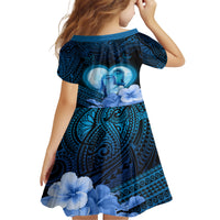 Dolphin Couple Love Story Valentine Day Family Matching Short Sleeve Bodycon Dress and Hawaiian Shirt With Polynesian Tribal Tattoo Blue Style LT03 - Polynesian Pride