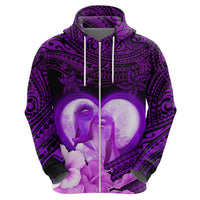 Dolphin Couple Love Story Valentine Day Hoodie With Polynesian Tribal Tattoo Purple Style LT03 - Polynesian Pride