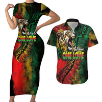 Aotearoa One Love Couples Matching Short Sleeve Bodycon Dress and Hawaiian Shirt Reggae Lion with Kakahu Huruhuru