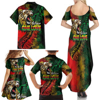 Aotearoa One Love Family Matching Summer Maxi Dress and Hawaiian Shirt Reggae Lion with Kakahu Huruhuru