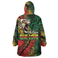 Aotearoa One Love Wearable Blanket Hoodie Reggae Lion with Kakahu Huruhuru