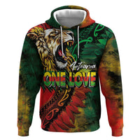 Aotearoa One Love Zip Hoodie Reggae Lion with Kakahu Huruhuru