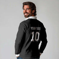 Custom Aotearoa Rugby Long Sleeve Polo Shirt Fern Blacks-Traditional Maori Motifs Design