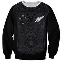 Custom Aotearoa Rugby Sweatshirt Fern Blacks-Traditional Maori Motifs Design LT03 Unisex Black - Polynesian Pride