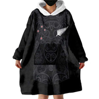 Custom Aotearoa Rugby Wearable Blanket Hoodie Fern Blacks-Traditional Maori Motifs Design