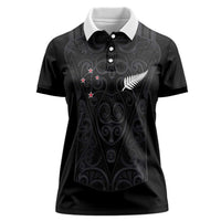 Custom Aotearoa Rugby Women Polo Shirt Fern Blacks-Traditional Maori Motifs Design