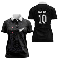 Custom Aotearoa Rugby Women Polo Shirt Fern Blacks-Traditional Maori Motifs Design
