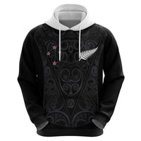 Custom Aotearoa Rugby Zip Hoodie Fern Blacks-Traditional Maori Motifs Design