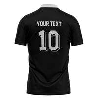 Custom Aotearoa Rugby Zipper Polo Shirt Fern Blacks-Traditional Maori Motifs Design