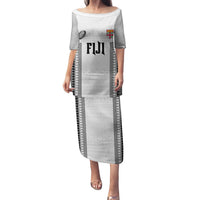 Fiji Rugby Warriors Family Matching Puletasi and Hawaiian Shirt Masi Tribal Pattern Go Champion 2024 LT03 Mom's Dress White - Polynesian Pride