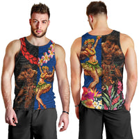 Hawaii and Samoa Together Men Tank Top Samoan Warrior and Beauty Hula Girl