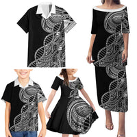 Samoan DNA Art Tattoo Family Matching Puletasi and Hawaiian Shirt Polynesian Pattern Black Color LT03 - Polynesian Pride