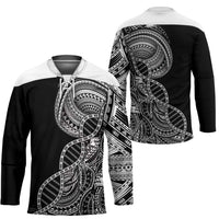 Samoan DNA Art Tattoo Hockey Jersey Polynesian Pattern Black Color