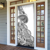 Samoan DNA Art Tattoo Door Cover Polynesian Pattern White Color
