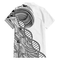 Samoan DNA Art Tattoo Family Matching Off Shoulder Maxi Dress and Hawaiian Shirt Polynesian Pattern White Color LT03 - Polynesian Pride