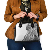 Samoan DNA Art Tattoo Shoulder Handbag Polynesian Pattern White Color