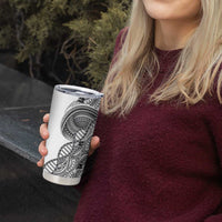 Samoan DNA Art Tattoo Tumbler Cup Polynesian Pattern White Color