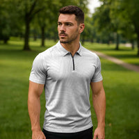 Samoan DNA Art Tattoo Zipper Polo Shirt Polynesian Pattern All White
