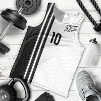 Custom New Zealand Football Men Tank Top Silver Fern and Maori Tribal Black White Half Sporty Style LT03 - Polynesian Pride