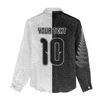 Custom New Zealand Football Women Casual Shirt Silver Fern and Maori Tribal Black White Half Sporty Style LT03 - Polynesian Pride