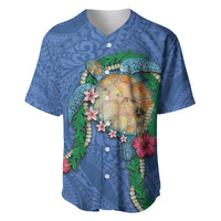 Hawaii Pikake and Maile Lei Baseball Jersey Honu Polynesian Pattern Blue Color LT03 Blue - Polynesian Pride
