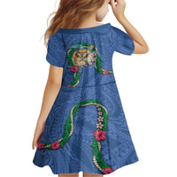 Hawaii Pikake and Maile Lei Family Matching Tank Maxi Dress and Hawaiian Shirt Honu Polynesian Pattern Blue Color LT03 - Polynesian Pride