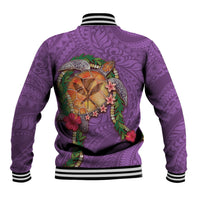 Hawaii Pikake and Maile Lei Baseball Jacket Honu Polynesian Pattern Pink Color