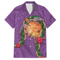 Hawaii Pikake and Maile Lei Family Matching Off Shoulder Maxi Dress and Hawaiian Shirt Honu Polynesian Pattern Pink Color LT03 Dad's Shirt - Short Sleeve Pink - Polynesian Pride