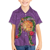 Hawaii Pikake and Maile Lei Family Matching Off Shoulder Maxi Dress and Hawaiian Shirt Honu Polynesian Pattern Pink Color LT03 Son's Shirt Pink - Polynesian Pride