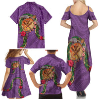 Hawaii Pikake and Maile Lei Family Matching Summer Maxi Dress and Hawaiian Shirt Honu Polynesian Pattern Pink Color LT03 - Polynesian Pride