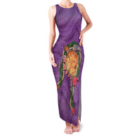 Hawaii Pikake and Maile Lei Family Matching Tank Maxi Dress and Hawaiian Shirt Honu Polynesian Pattern Pink Color