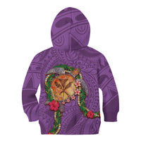 Hawaii Pikake and Maile Lei Kid Hoodie Honu Polynesian Pattern Pink Color
