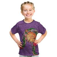 Hawaii Pikake and Maile Lei Kid T Shirt Honu Polynesian Pattern Pink Color LT03 Pink - Polynesian Pride