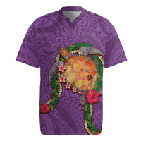 Hawaii Pikake and Maile Lei Rugby Jersey Honu Polynesian Pattern Pink Color