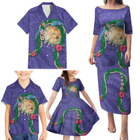 Hawaii Pikake and Maile Lei Family Matching Puletasi and Hawaiian Shirt Honu Polynesian Pattern Purple Color LT03 - Polynesian Pride