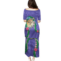 Hawaii Pikake and Maile Lei Family Matching Puletasi and Hawaiian Shirt Honu Polynesian Pattern Purple Color LT03 - Polynesian Pride