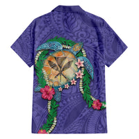 Hawaii Pikake and Maile Lei Family Matching Tank Maxi Dress and Hawaiian Shirt Honu Polynesian Pattern Purple Color