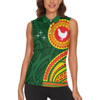 Manu'a Cession Day Women Sleeveless Polo Shirt Polynesian Pattern LT03 - Polynesian Pride