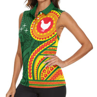 Manu'a Cession Day Women Sleeveless Polo Shirt Polynesian Pattern LT03 - Polynesian Pride
