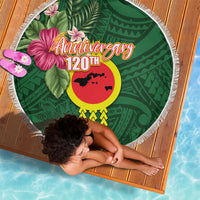 Manu'a Cession Day 120th Anniversary Beach Blanket Polynesian Pattern and Hibiscus Flower