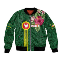 Manu'a Cession Day 120th Anniversary Bomber Jacket Polynesian Pattern and Hibiscus Flower