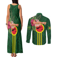 Manu'a Cession Day 120th Anniversary Couples Matching Tank Maxi Dress and Long Sleeve Button Shirt Polynesian Pattern and Hibiscus Flower LT03 - Polynesian Pride