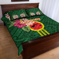Manu'a Cession Day 120th Anniversary Quilt Bed Set Polynesian Pattern and Hibiscus Flower