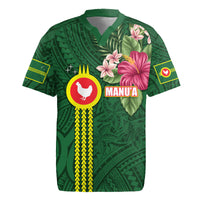 Manu'a Cession Day 120th Anniversary Rugby Jersey Polynesian Pattern and Hibiscus Flower