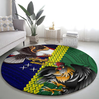 Manu'a Island and American Samoa Round Carpet Rooster and Eagle Mascot