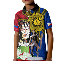 Philippines Lapu-Lapu Kid Polo Shirt Filipino Sun Tattoo With Yakan Pattern