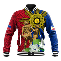 Philippines Lapu Lapu King Jasmine Flowers Baseball Jacket Filipino Sun Tattoo