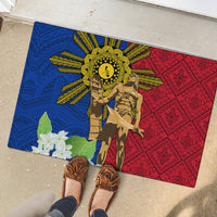 Philippines Lapu Lapu King Jasmine Flowers Rubber Doormat Filipino Sun Tattoo