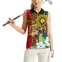 Philippines Lapu Lapu King Jasmine Flowers Women Sleeveless Polo Shirt Filipino Sun Tattoo