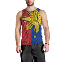 Philippines Sun Batok Tattoo Men Tank Top Polynesian and Yakan Pattern
